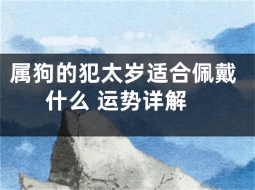 属狗的犯太岁适合佩戴什么 运势详解
