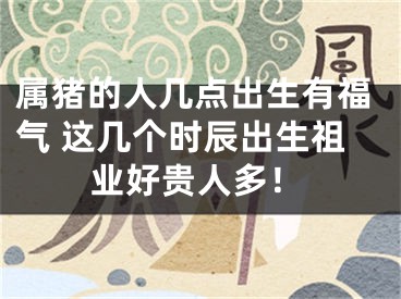 属猪的人几点出生有福气 这几个时辰出生祖业好贵人多！