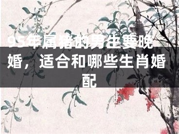 95年属猪的男生要晚婚，适合和哪些生肖婚配