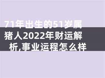71年出生的51岁属猪人2022年财运解析,事业运程怎么样