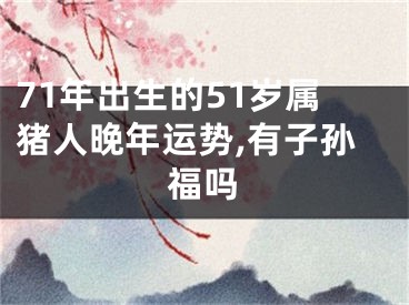 71年出生的51岁属猪人晚年运势,有子孙福吗