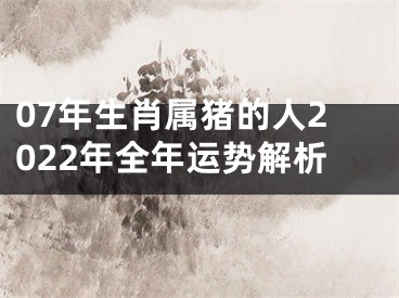 07年生肖属猪的人2022年全年运势解析
