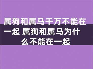 属狗和属马千万不能在一起 属狗和属马为什么不能在一起