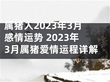 属猪人2023年3月感情运势 2023年3月属猪爱情运程详解