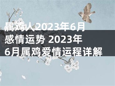 属鸡人2023年6月感情运势 2023年6月属鸡爱情运程详解
