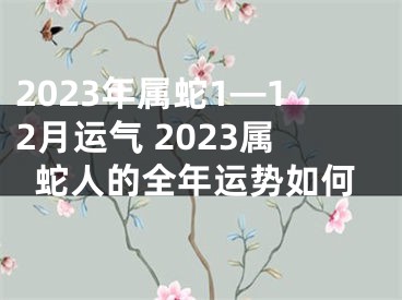 2023年属蛇1—12月运气 2023属蛇人的全年运势如何