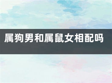 属狗男和属鼠女相配吗