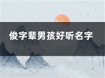 俊字辈男孩好听名字