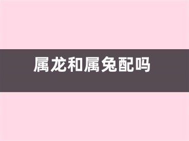 属龙和属兔配吗