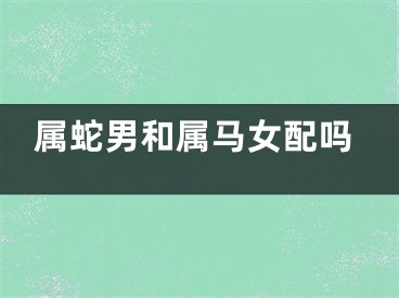 属蛇男和属马女配吗