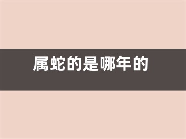 属蛇的是哪年的