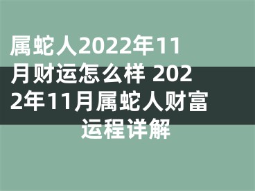 属蛇人2022年11月财运怎么样 2022年11月属蛇人财富运程详解