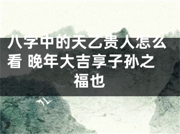 八字中的天乙贵人怎么看 晚年大吉享子孙之福也