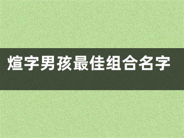 煊字男孩最佳组合名字