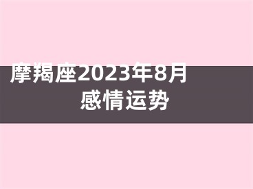 摩羯座2023年8月感情运势